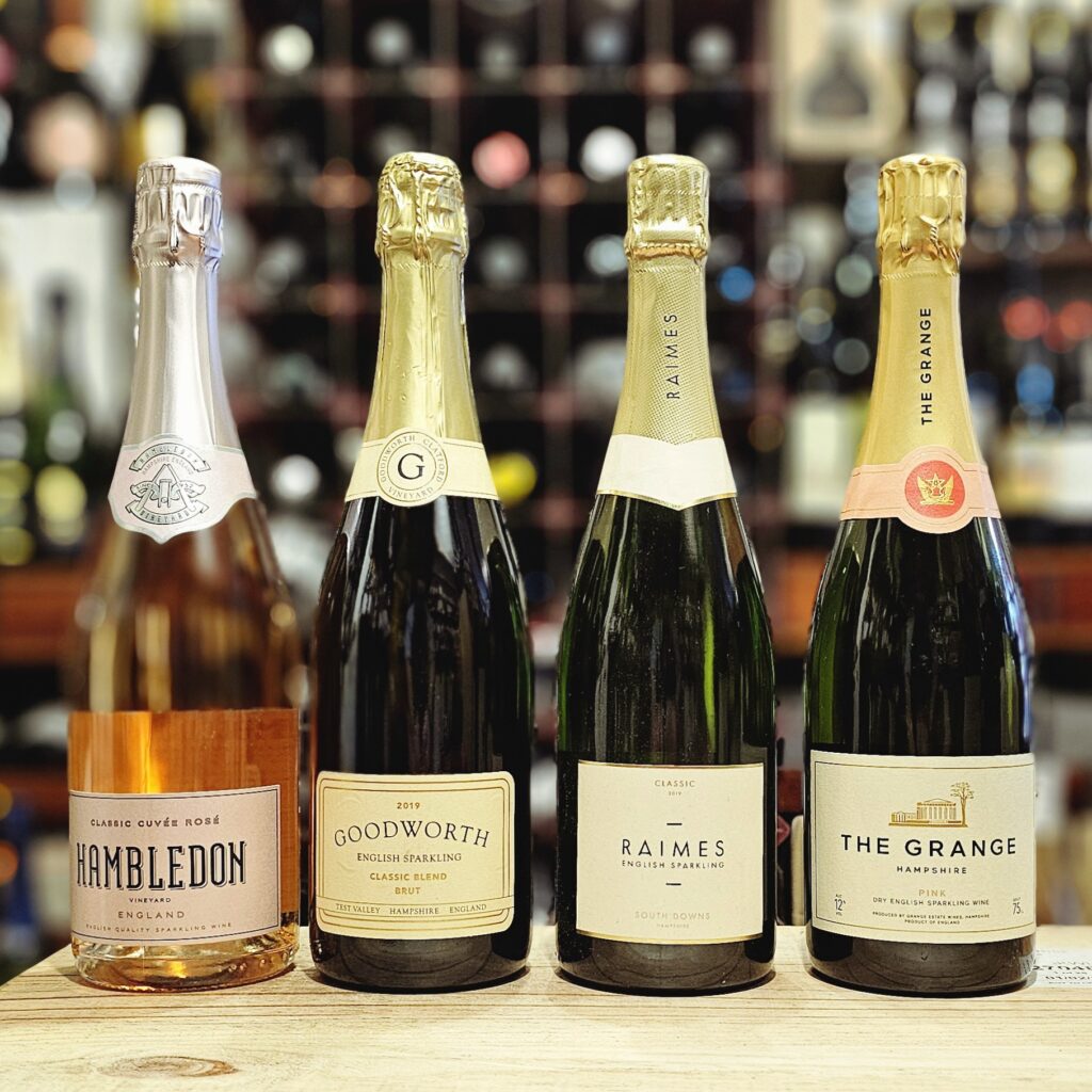 Hampshire Sparkling Wines available at Fareham Wine Cellar, a good wine pairing for fish and chips.