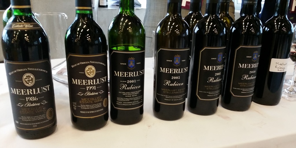 Meerlust Rubicon Masterclass Wine Tasting - Various vintage of Rubicon