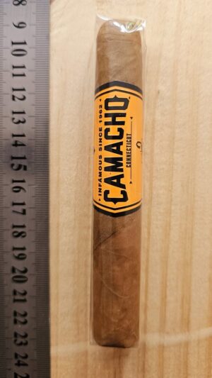 Camacho Connecticut Robusto single cigar in cellophane wrapper