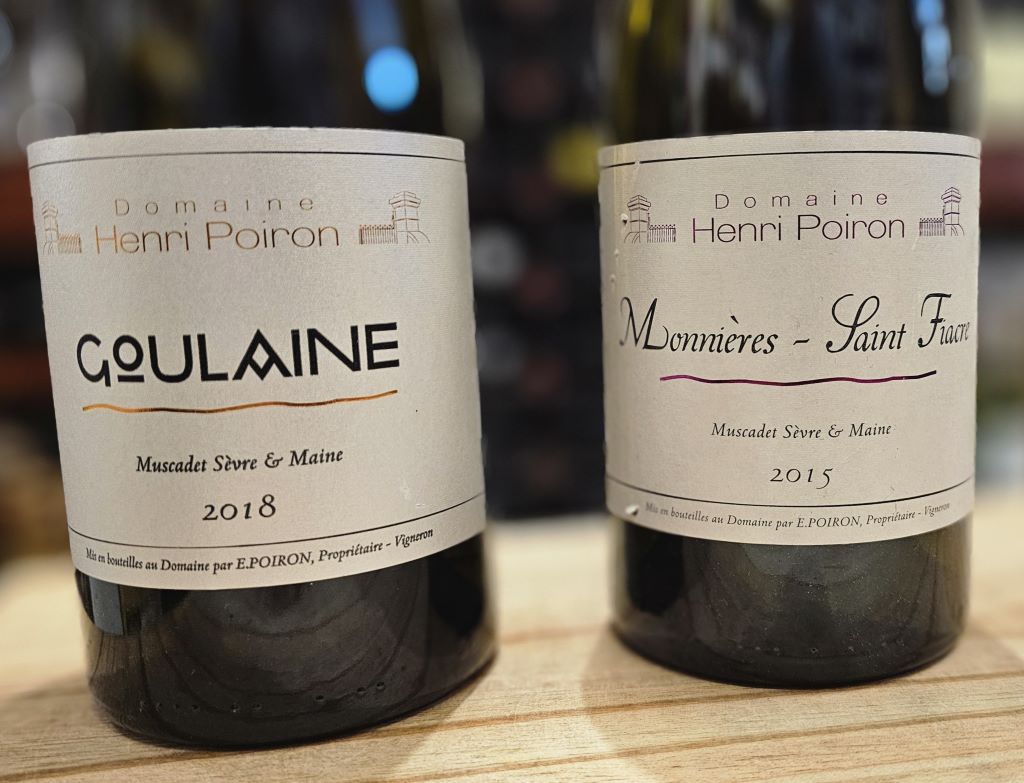 Bottles of Muscadet Cru Communaux, Goulaine and Monnieres-Saint Fiacre, from Henri Poiron available for sale at Fareham Wine Cellar.