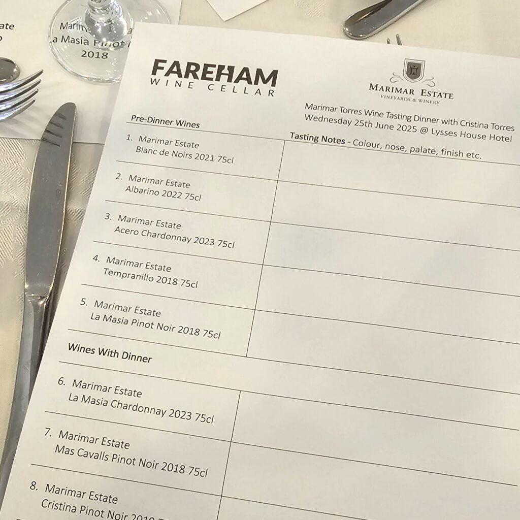 Marimar Estate & Fareham Wine Cellar Tasting Sheet