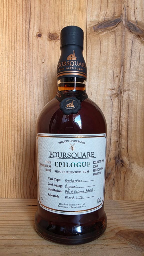Foursquare Exceptional Cask Selection Mark XXXI – Epilogue – 19 year Old, ex-Bourbon, 57% ABV. The very last rum release in Foursquare ECS