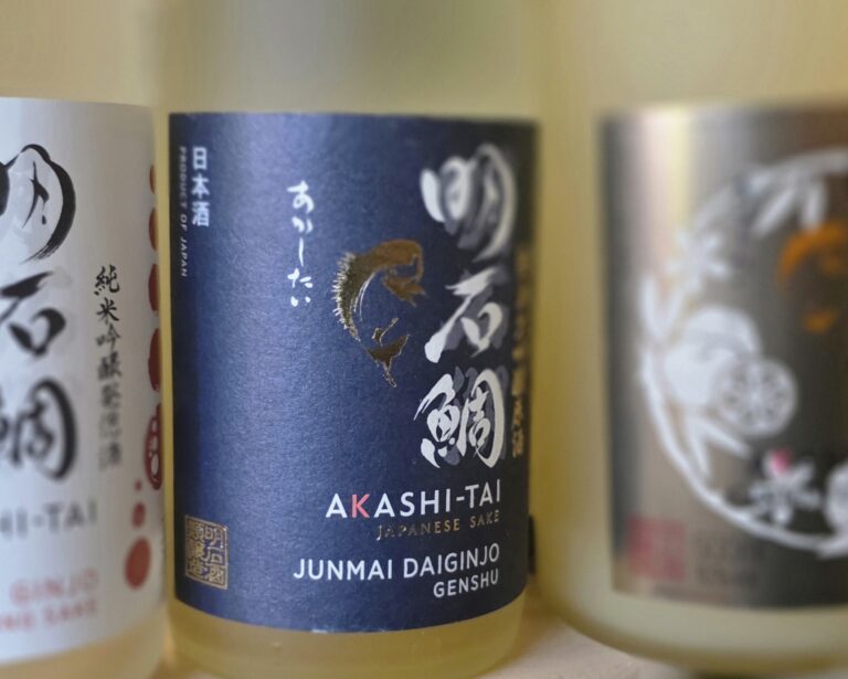 Akashi-Tai Sake bottles at Fareham Wine Cellar
