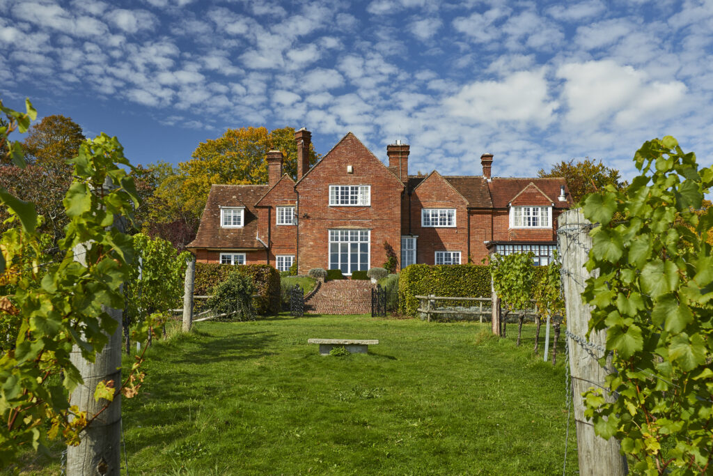 Hambledon Vineyard, a picture of Mill Down House showing the home vineyard