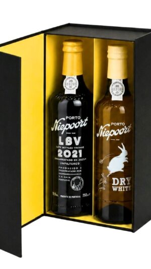 Niepoort Christmas 2026 Gift Set 2 x 37.5cl half bottles, one Niepoort Late Bottled Vintage 2021 and one Niepoort Rabbit Dry White